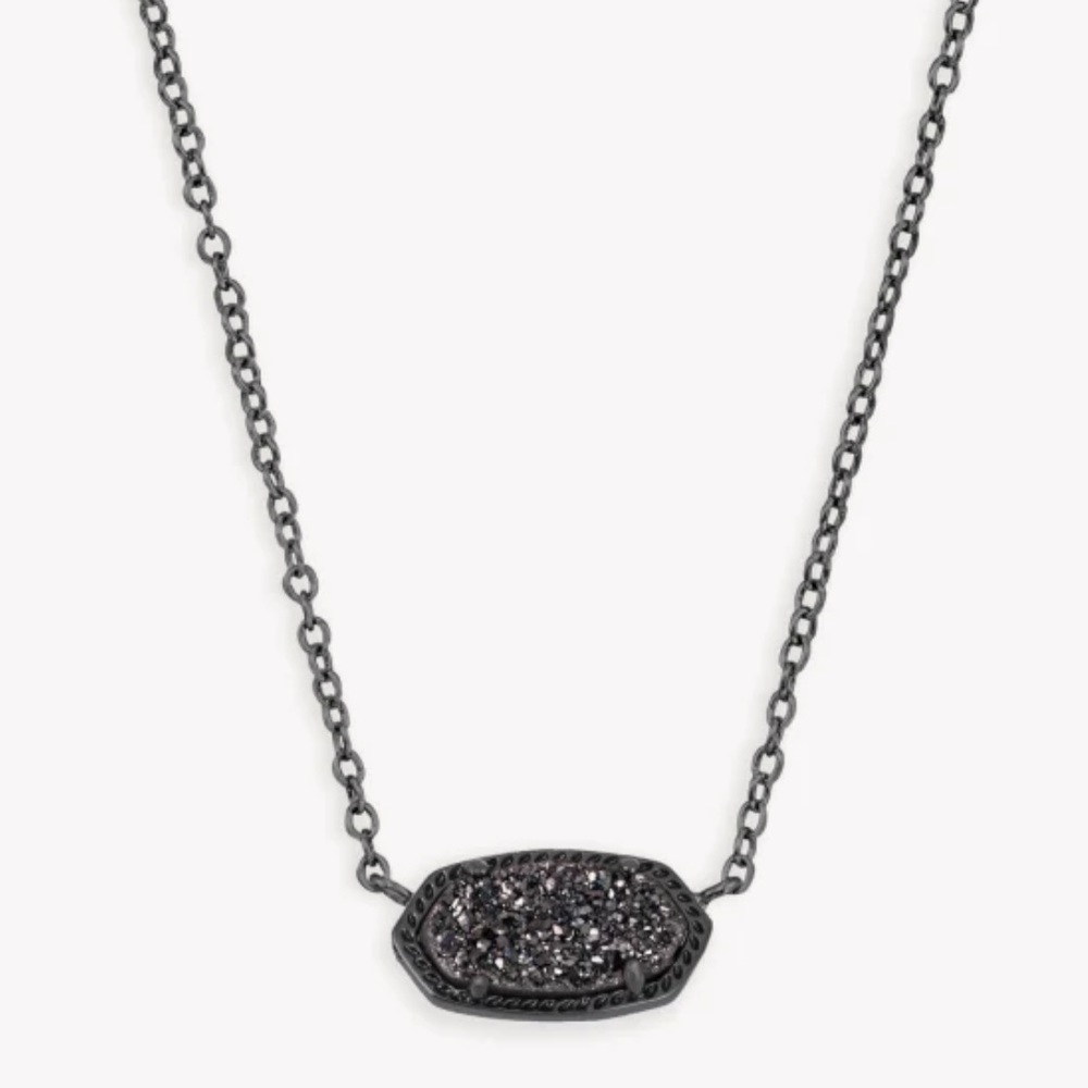 Brand New Kendra Scott Elisa Pendant Necklace in Black Drusy